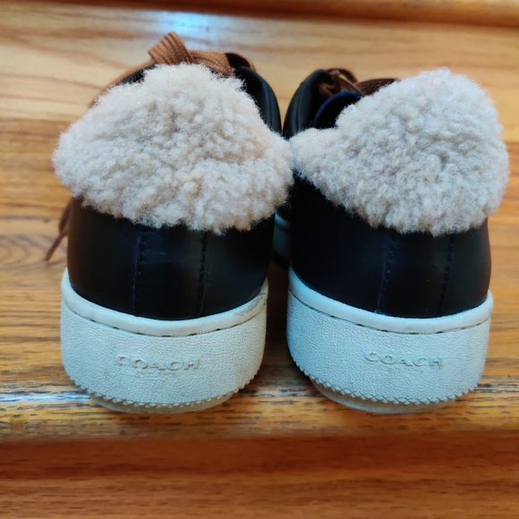 Men's COACH black leather sneakers size 9.5 - Picture 3 of 5